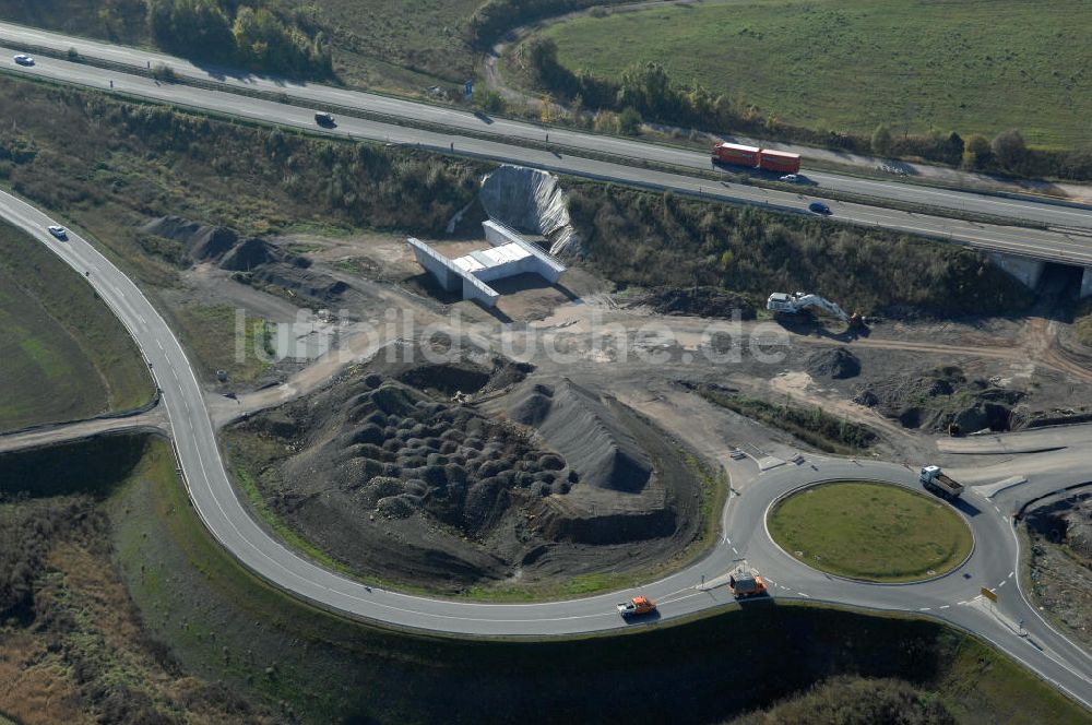 Luftaufnahme Eisenach - Baustelle der Ausfahrt Eisenach-West der A4