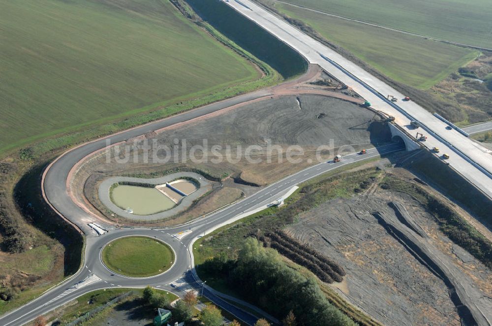 Eisenach von oben - Baustelle der Ausfahrt Eisenach-West der A4