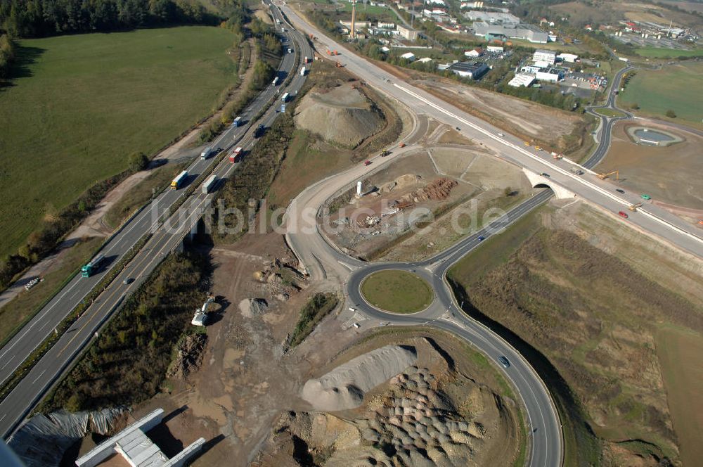 Luftaufnahme Eisenach - Baustelle der Ausfahrt Eisenach-West der A4