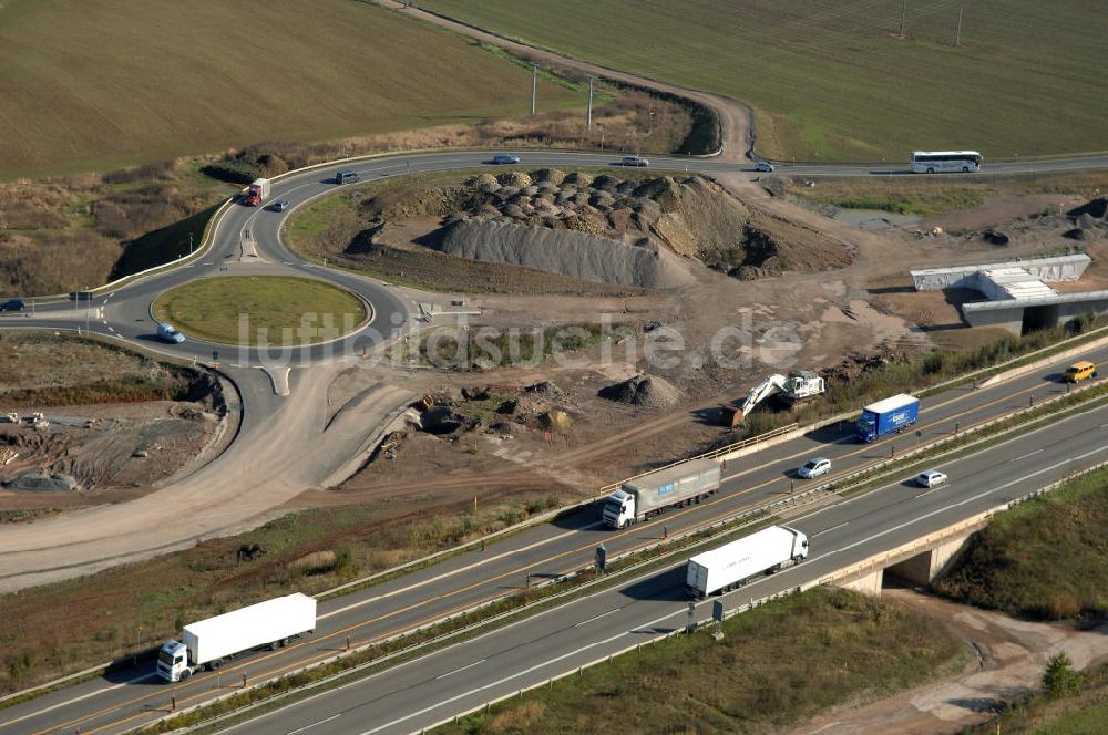 Luftaufnahme Eisenach - Baustelle der Ausfahrt Eisenach-West der A4