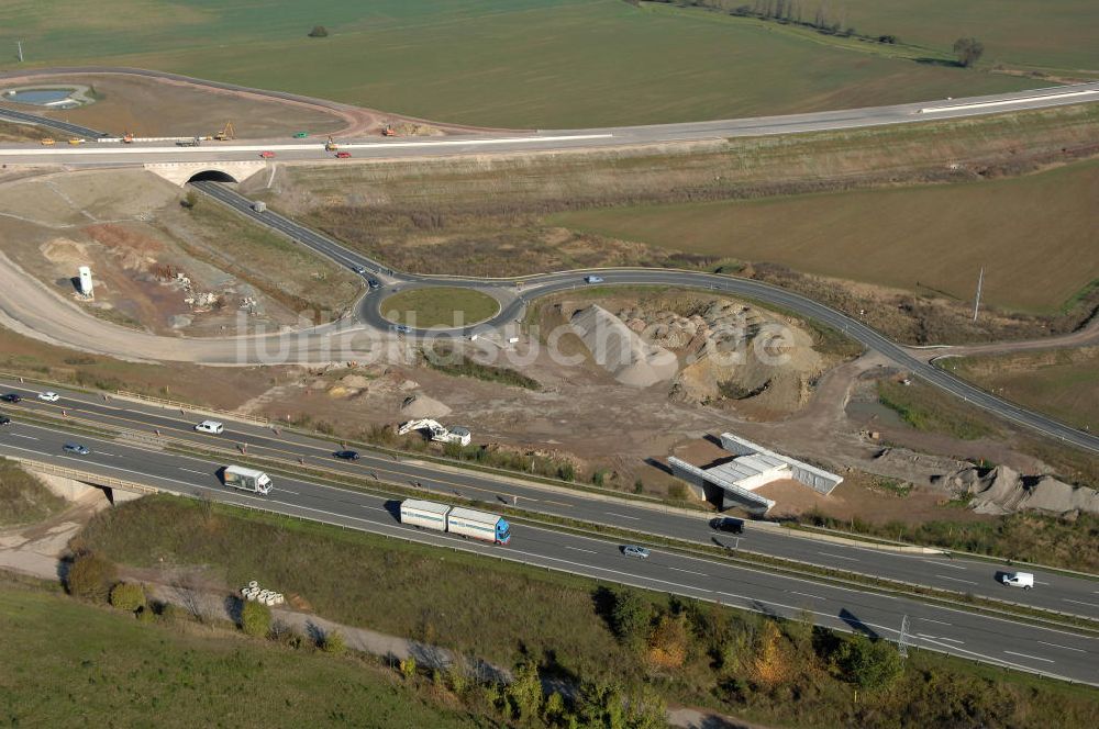 Eisenach aus der Vogelperspektive: Baustelle der Ausfahrt Eisenach-West der A4