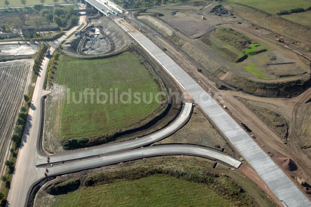 Luftaufnahme Sättelstädt - Baustelle A4 Ausfahrt Sättelstädt