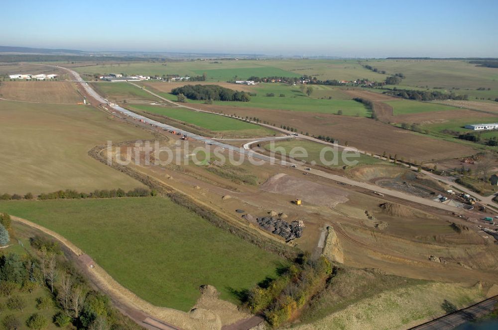 Sättelstädt von oben - Baustelle A4 Ausfahrt Sättelstädt