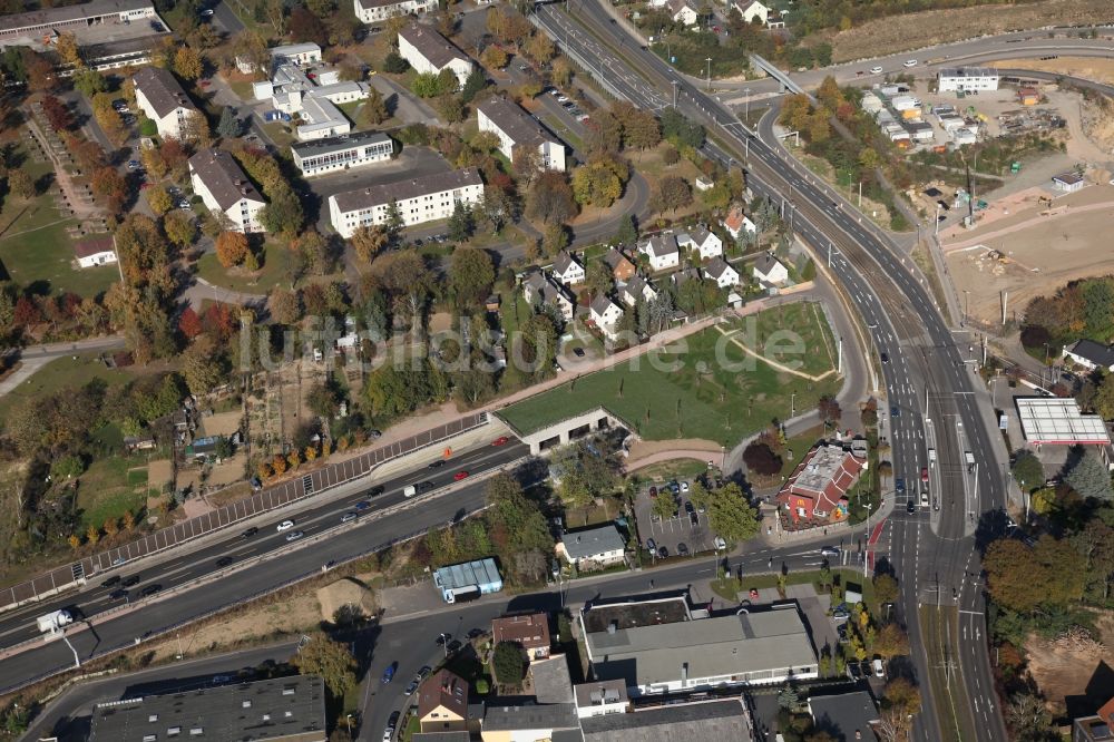 Mainz von oben - Baustelle der Autobahn BAB A60 in Mainz im Bundesland Rheinland-Pfalz