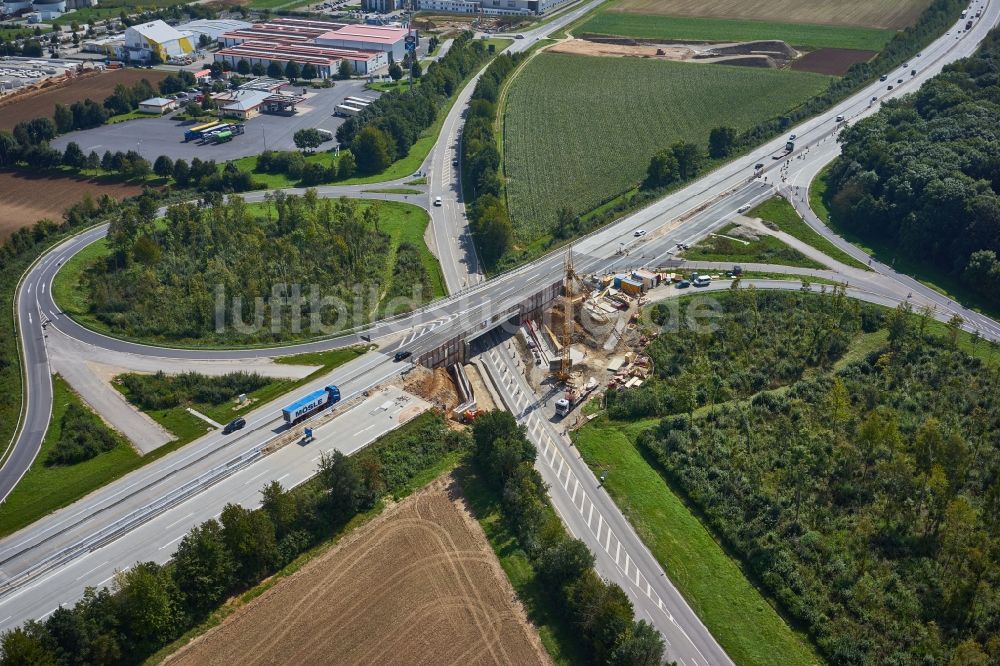 Luftbild Ippesheim - Baustelle am Autobahn- Brückenbauwerk der BAB A in Ippesheim im Bundesland Bayern, Deutschland