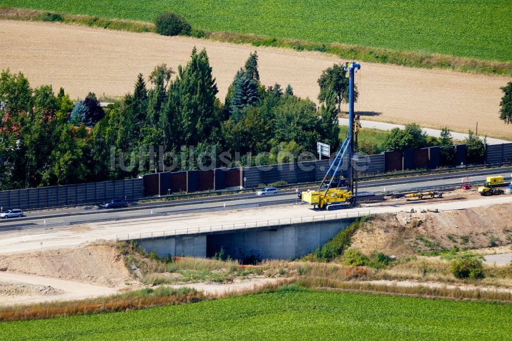 Northeim aus der Vogelperspektive: Baustelle am Autobahn- Brückenbauwerk der BAB A7 in Northeim im Bundesland Niedersachsen, Deutschland