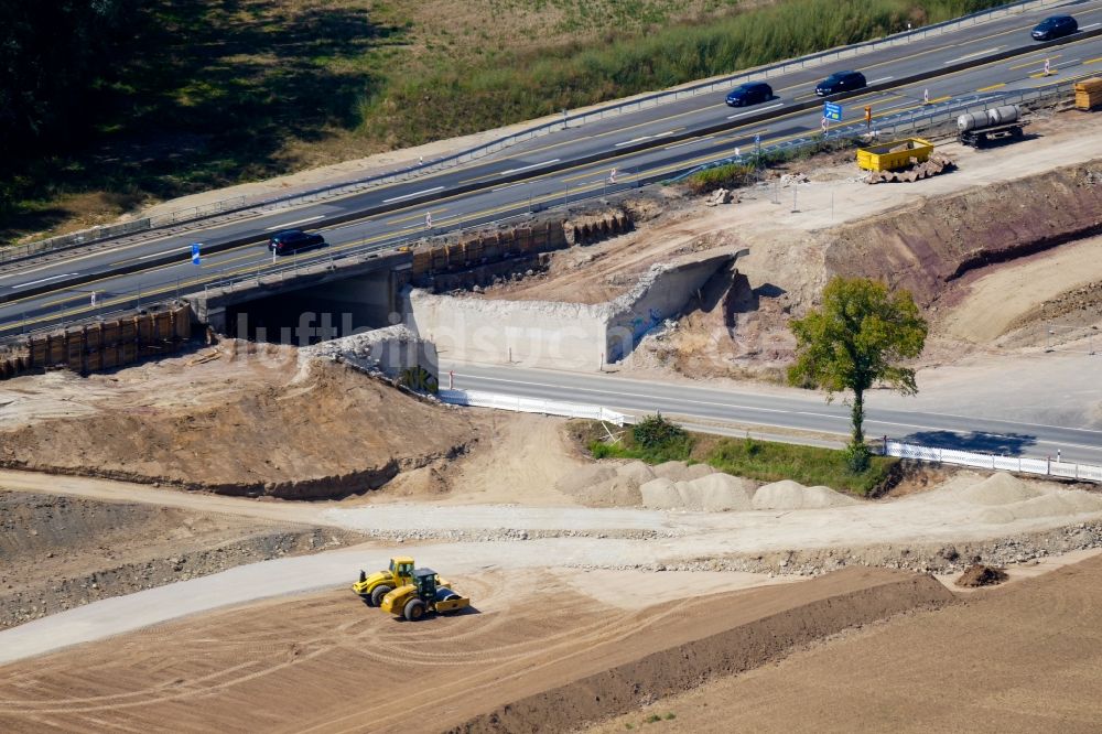 Luftbild Northeim - Baustelle am Autobahn- Brückenbauwerk der BAB A7 in Northeim im Bundesland Niedersachsen, Deutschland