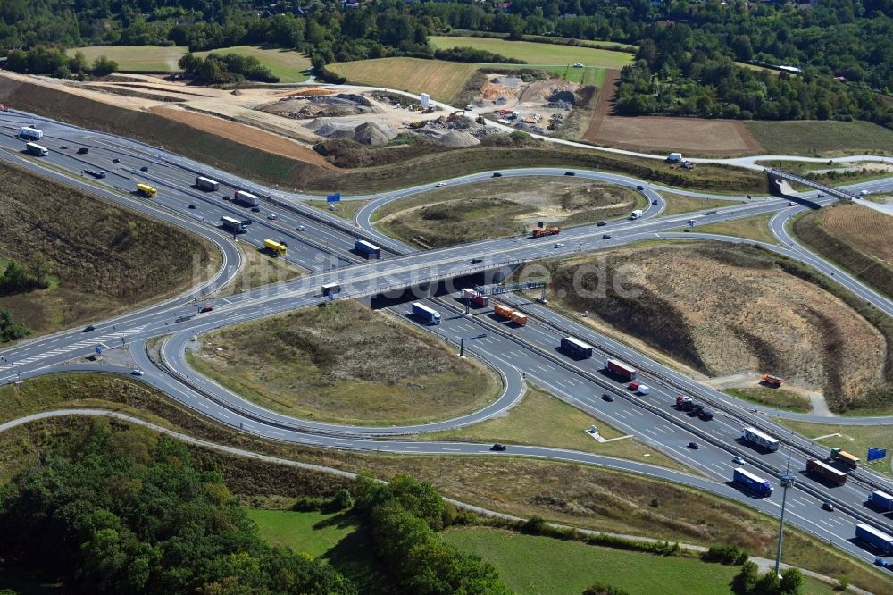 Luftaufnahme Würzburg - Baustelle der Autobahnabfahrt der BAB A3 in Würzburg im Bundesland Bayern, Deutschland