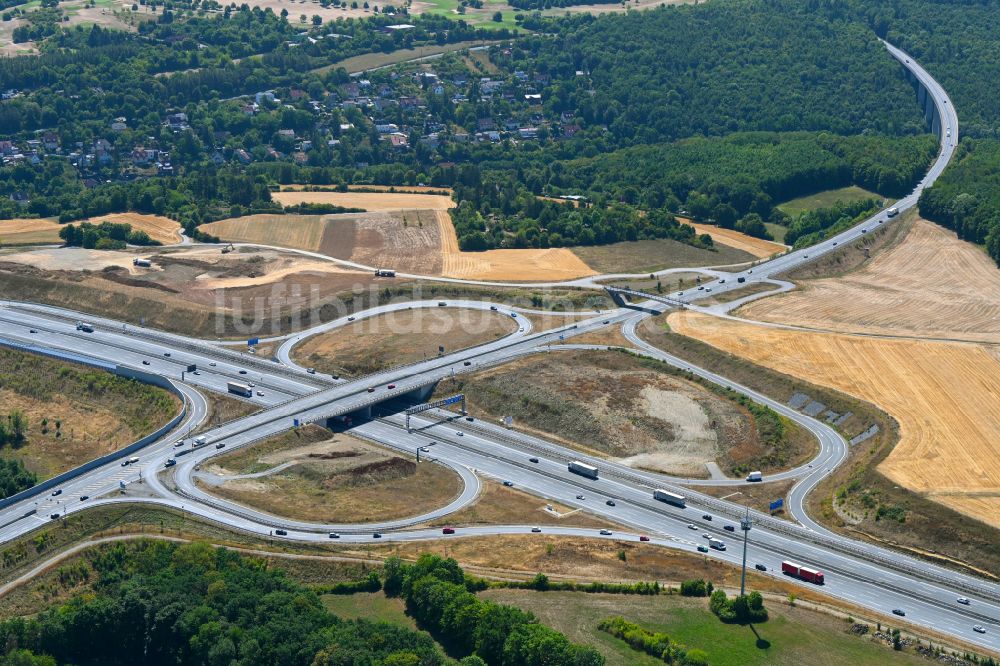 Luftbild Würzburg - Baustelle der Autobahnabfahrt der BAB A3 in Würzburg im Bundesland Bayern, Deutschland