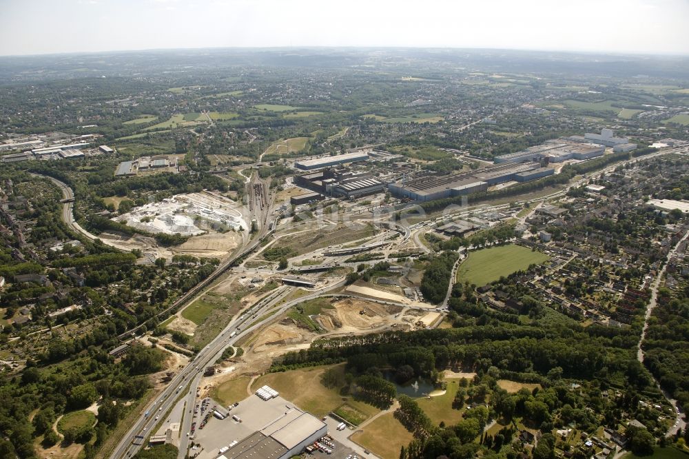 Bochum von oben - Baustelle am Autobahndreieck Bochum-West an der A40 in Bochum im Bundesland Nordrhein-Westfalen