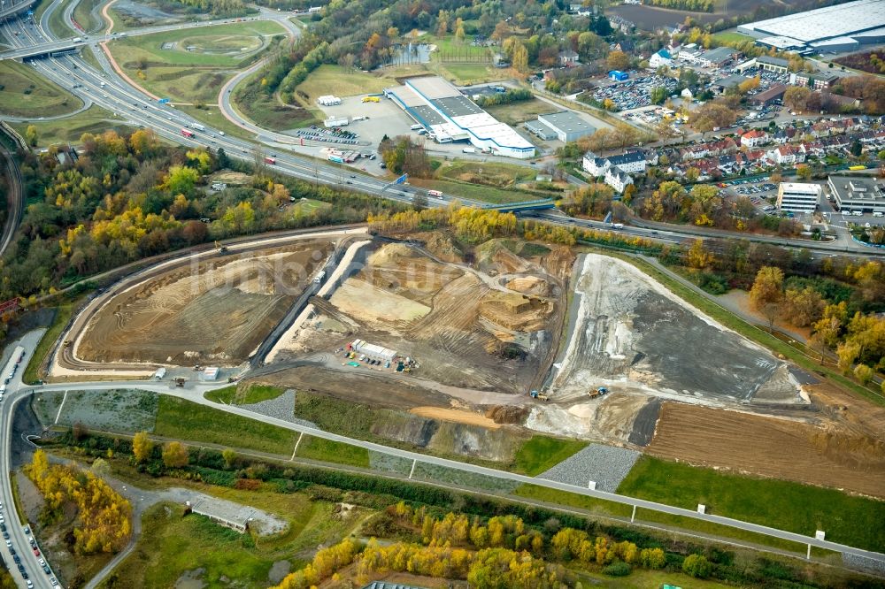 Bochum aus der Vogelperspektive: Baustelle am Autobahndreieck Bochum-West an der A40 in Bochum im Bundesland Nordrhein-Westfalen