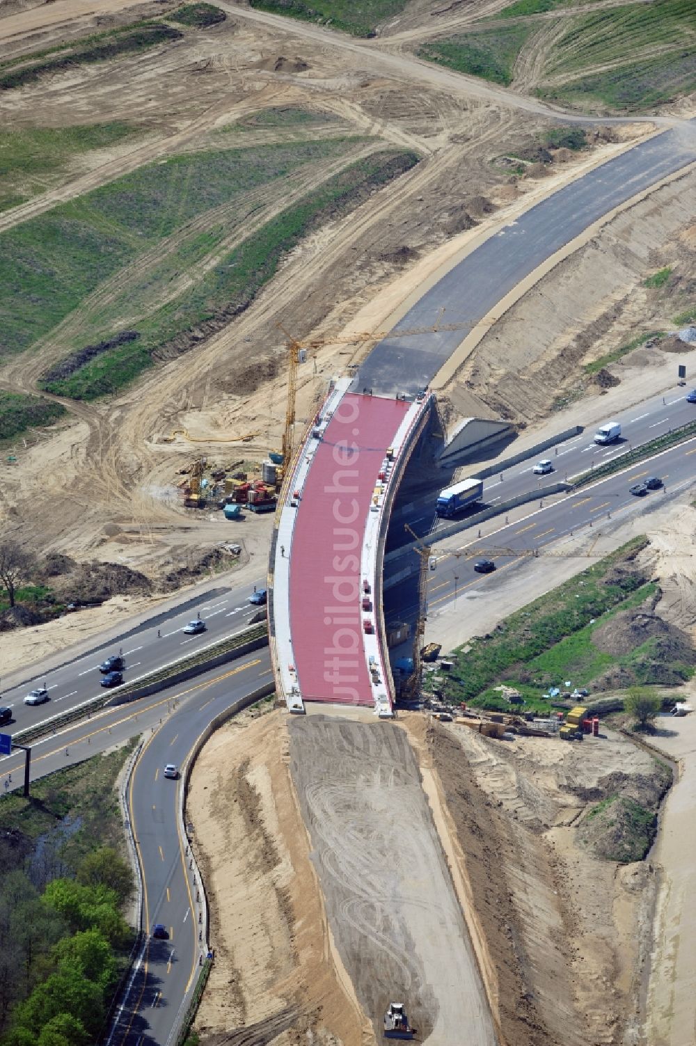 Schwanebeck von oben - Baustelle Autobahndreieck Schwanebeck bzw. Kreuz Barnim