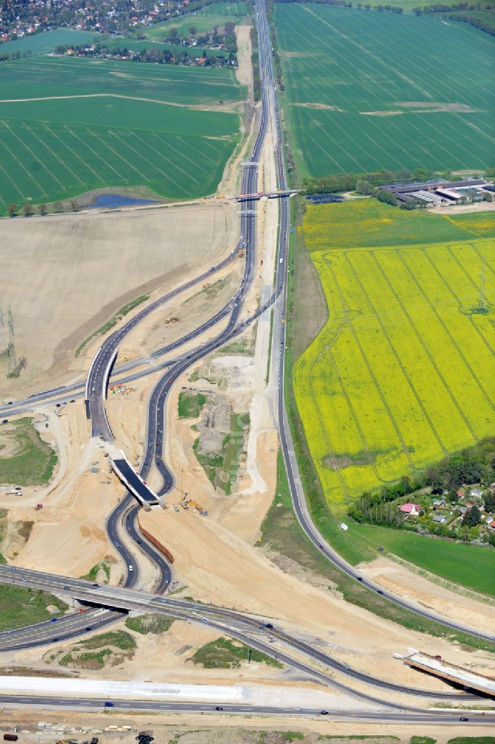 Schwanebeck von oben - Baustelle Autobahndreieck Schwanebeck bzw. Kreuz Barnim