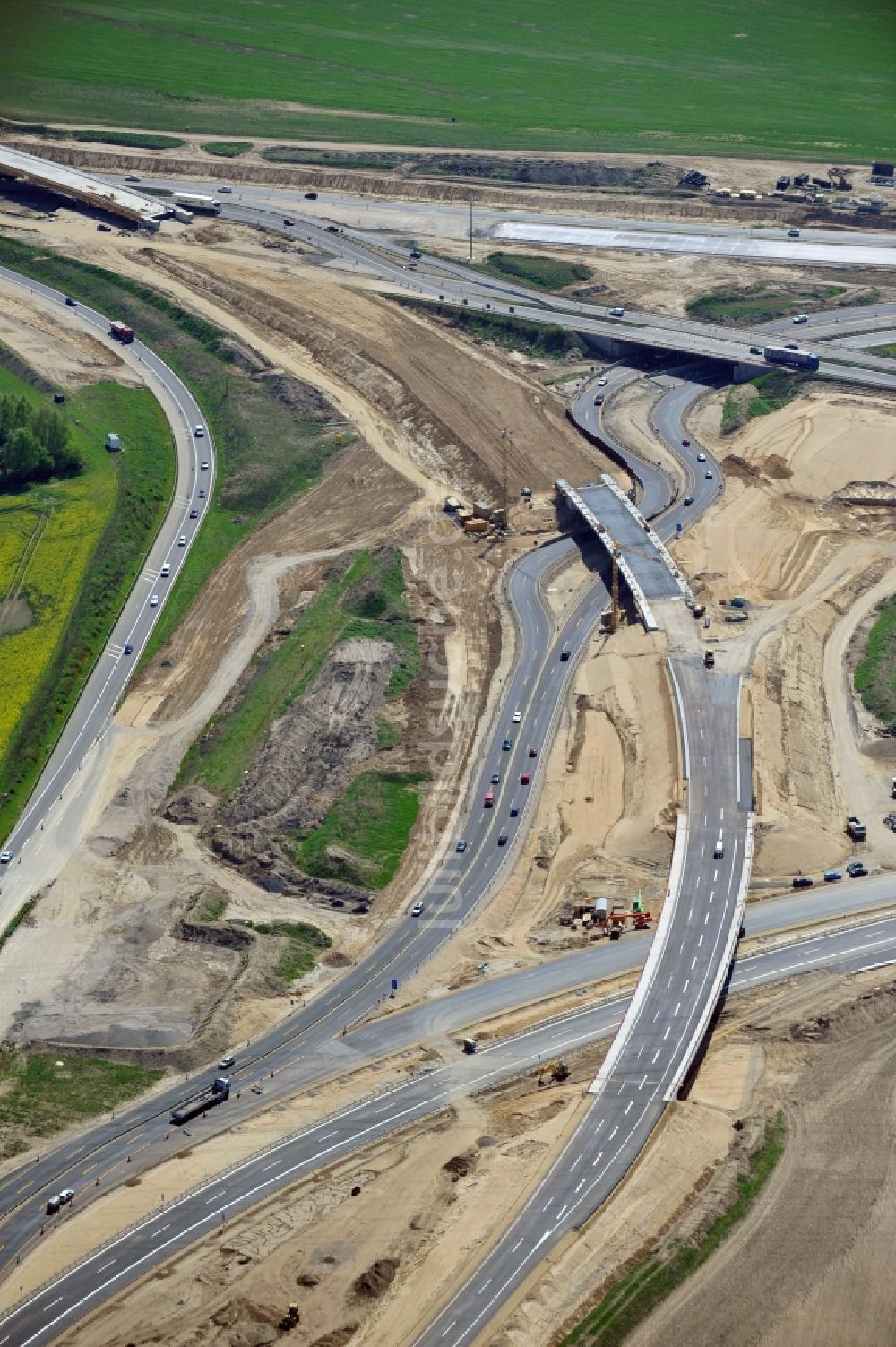 Schwanebeck von oben - Baustelle Autobahndreieck Schwanebeck bzw. Kreuz Barnim