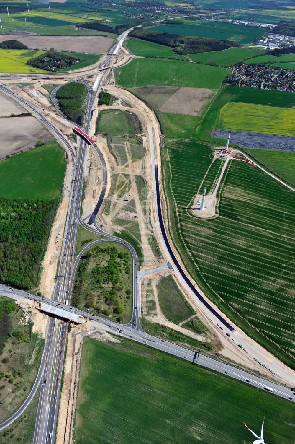 Schwanebeck von oben - Baustelle Autobahndreieck Schwanebeck bzw. Kreuz Barnim