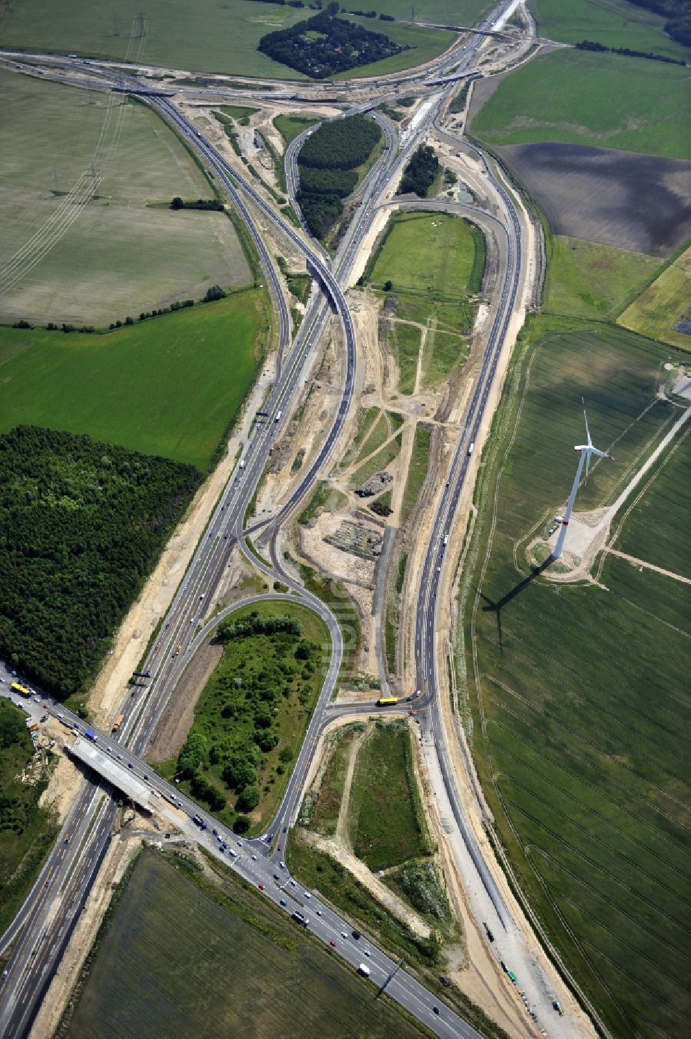 Schwanebeck aus der Vogelperspektive: Baustelle Autobahndreieck Schwanebeck bzw. Kreuz Barnim