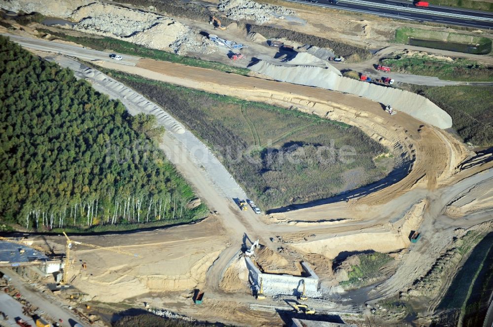 Luftaufnahme Schwanebeck - Baustelle Autobahndreieck Schwanebeck bzw. Kreuz Barnim im Bundesland Brandenburg