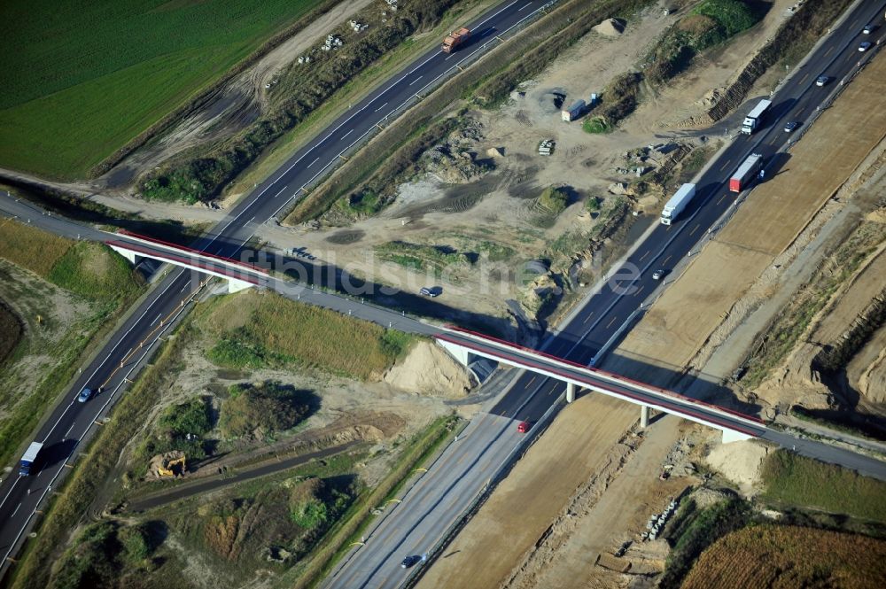 Schwanebeck aus der Vogelperspektive: Baustelle Autobahndreieck Schwanebeck bzw. Kreuz Barnim im Bundesland Brandenburg