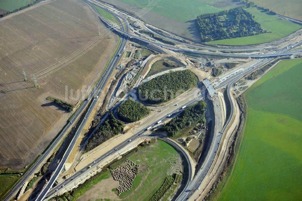 Luftaufnahme Schwanebeck - Baustelle Autobahndreieck Schwanebeck bzw. Kreuz Barnim im Bundesland Brandenburg