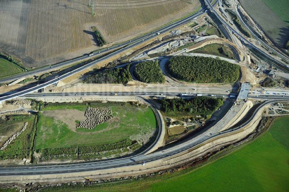 Schwanebeck von oben - Baustelle Autobahndreieck Schwanebeck bzw. Kreuz Barnim im Bundesland Brandenburg