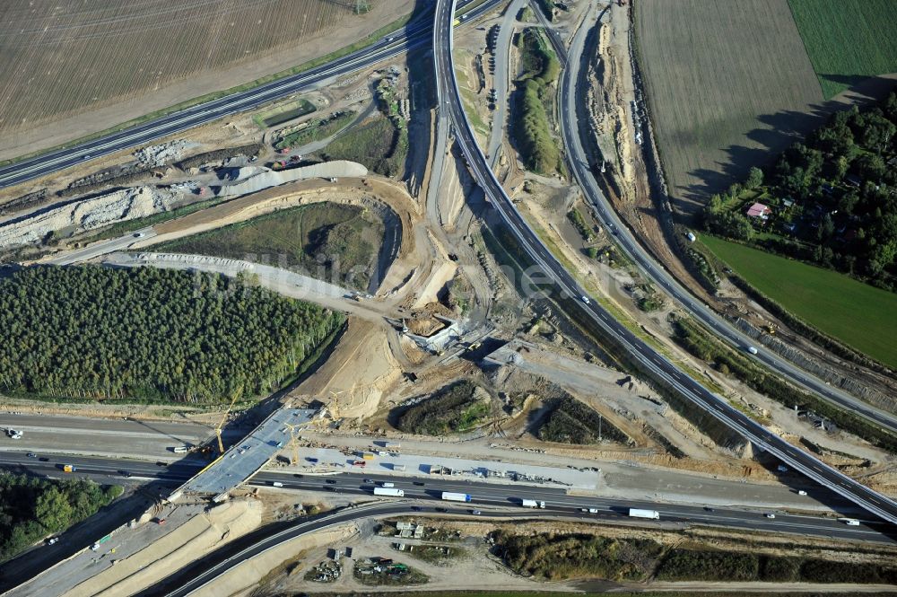 Schwanebeck aus der Vogelperspektive: Baustelle Autobahndreieck Schwanebeck bzw. Kreuz Barnim im Bundesland Brandenburg