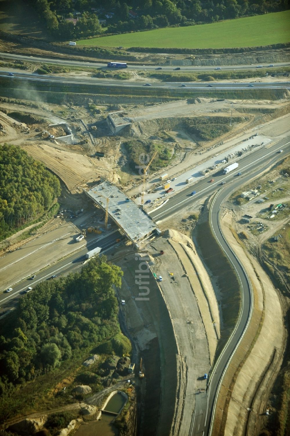 Schwanebeck aus der Vogelperspektive: Baustelle Autobahndreieck Schwanebeck bzw. Kreuz Barnim im Bundesland Brandenburg