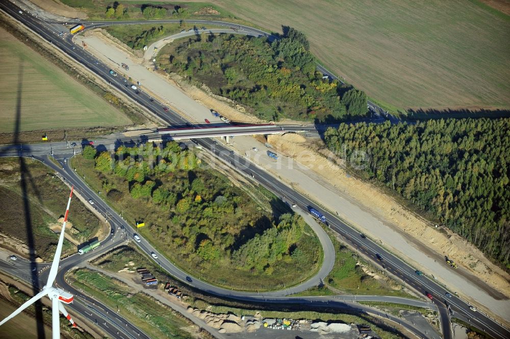 Luftaufnahme Schwanebeck - Baustelle Autobahndreieck Schwanebeck bzw. Kreuz Barnim im Bundesland Brandenburg