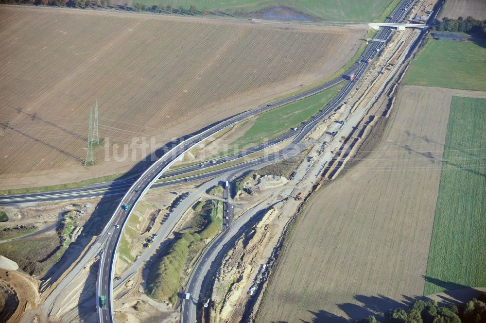 Luftaufnahme Schwanebeck - Baustelle Autobahndreieck Schwanebeck bzw. Kreuz Barnim im Bundesland Brandenburg