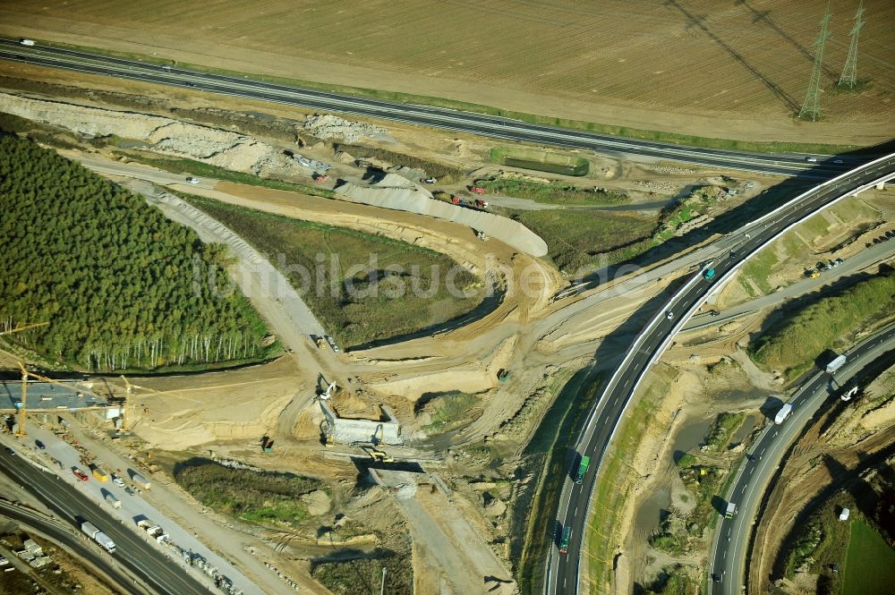 Schwanebeck aus der Vogelperspektive: Baustelle Autobahndreieck Schwanebeck bzw. Kreuz Barnim im Bundesland Brandenburg