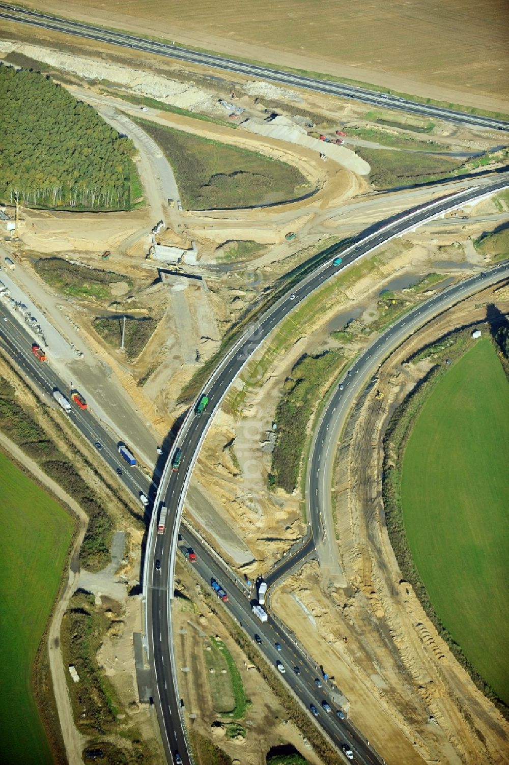 Luftaufnahme Schwanebeck - Baustelle Autobahndreieck Schwanebeck bzw. Kreuz Barnim im Bundesland Brandenburg