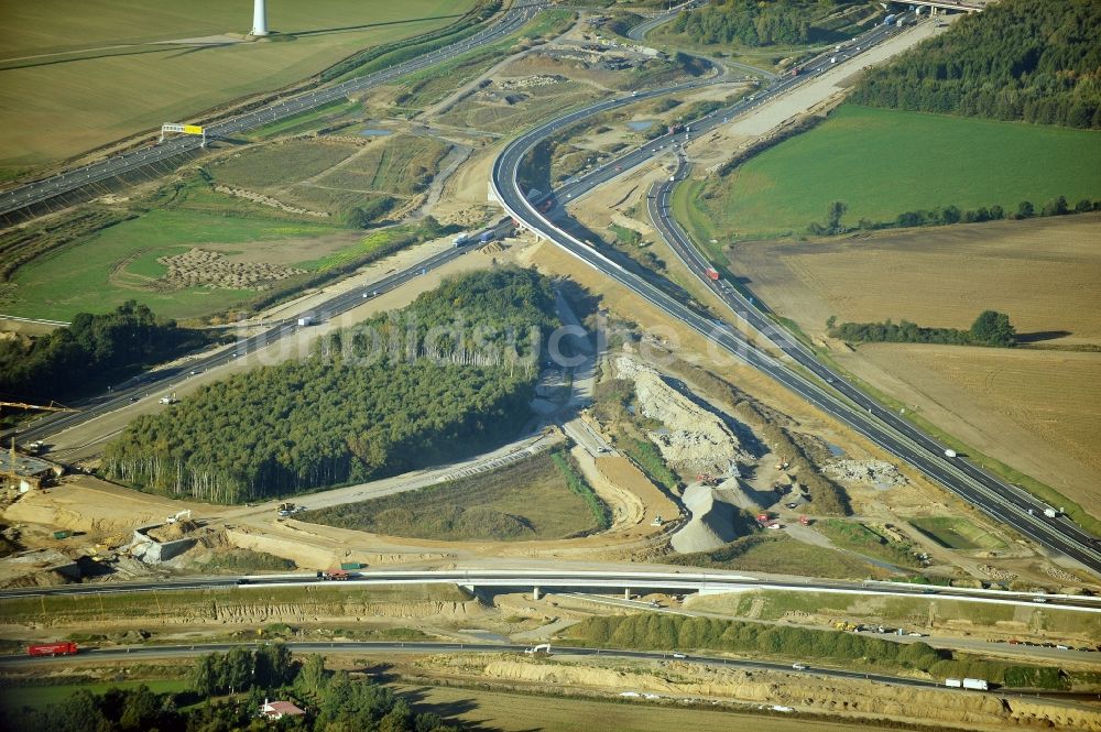 Schwanebeck von oben - Baustelle Autobahndreieck Schwanebeck bzw. Kreuz Barnim im Bundesland Brandenburg