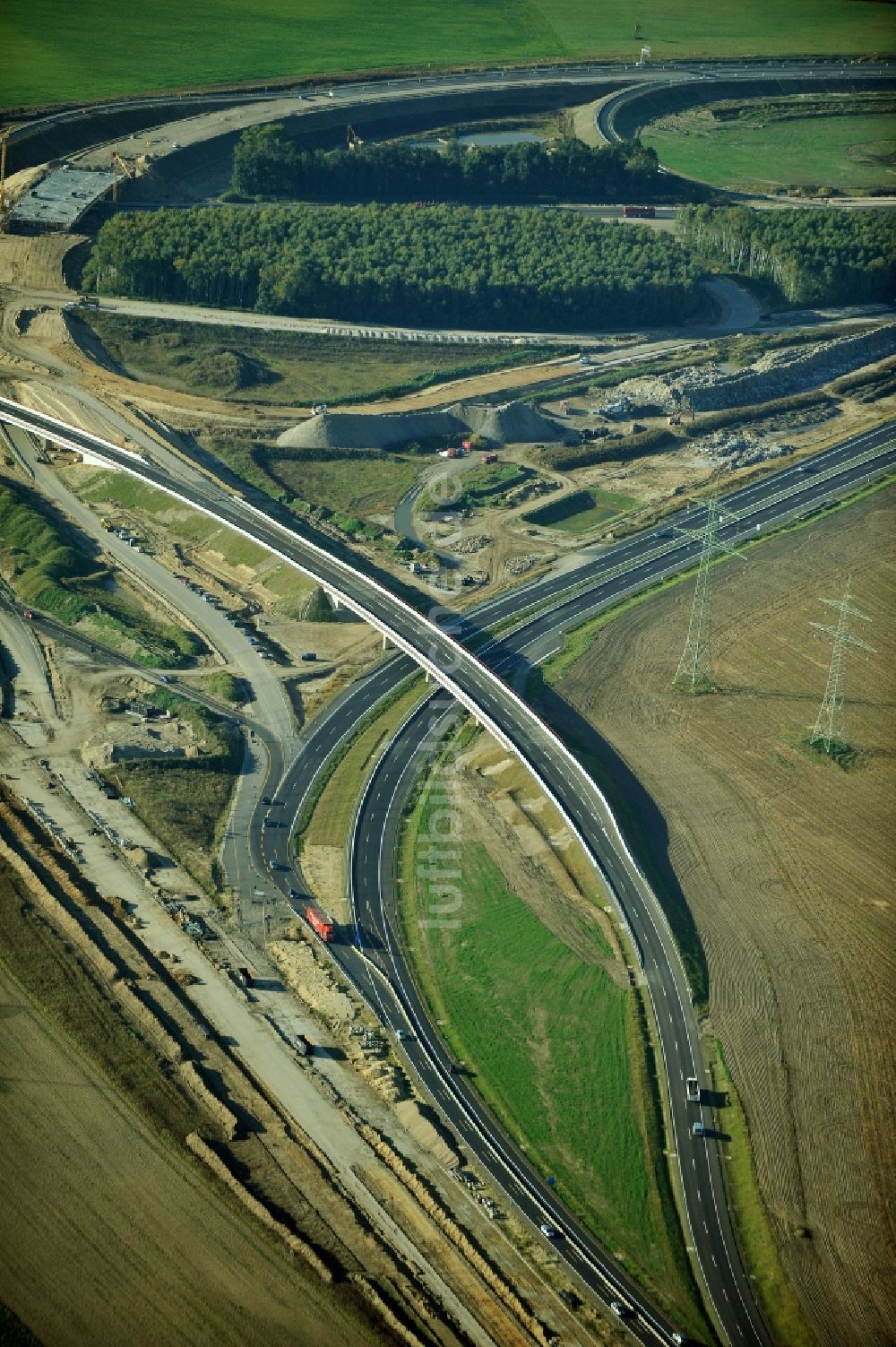 Luftaufnahme Schwanebeck - Baustelle Autobahndreieck Schwanebeck bzw. Kreuz Barnim im Bundesland Brandenburg