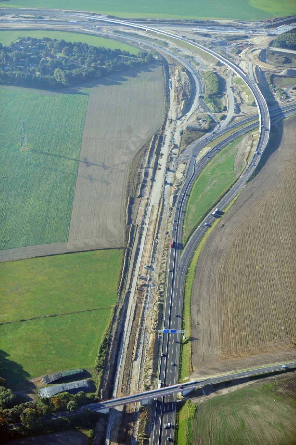 Schwanebeck von oben - Baustelle Autobahndreieck Schwanebeck bzw. Kreuz Barnim im Bundesland Brandenburg