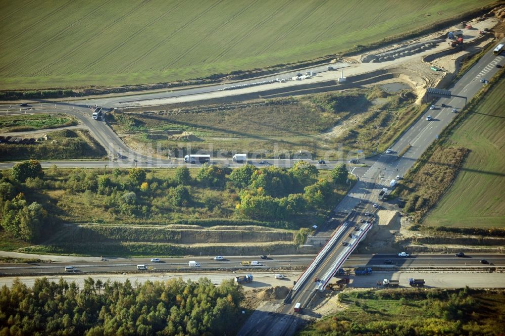 Luftaufnahme Schwanebeck - Baustelle Autobahndreieck Schwanebeck bzw. Kreuz Barnim im Bundesland Brandenburg