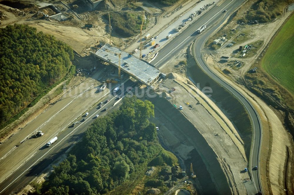 Schwanebeck aus der Vogelperspektive: Baustelle Autobahndreieck Schwanebeck bzw. Kreuz Barnim im Bundesland Brandenburg