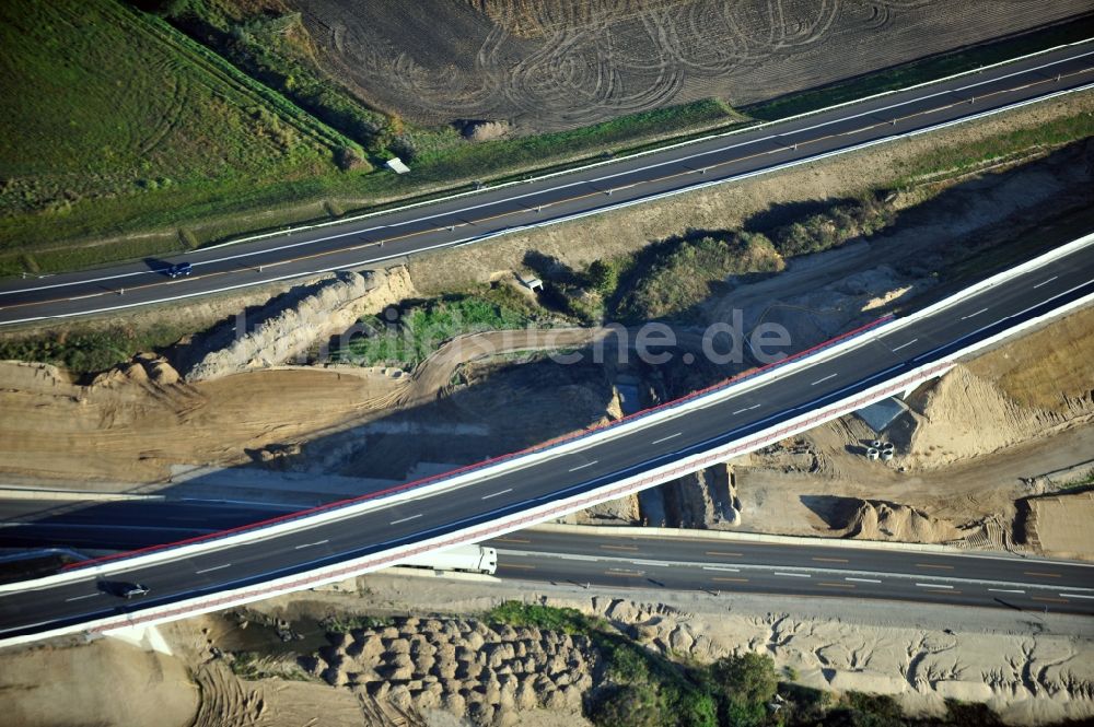 Luftaufnahme Schwanebeck - Baustelle Autobahndreieck Schwanebeck bzw. Kreuz Barnim im Bundesland Brandenburg