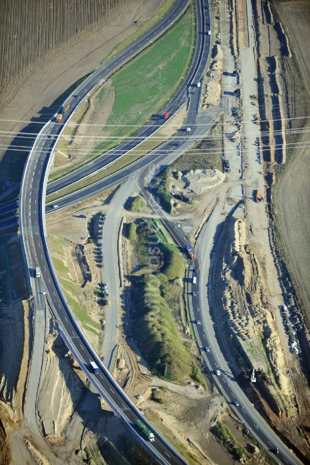 Luftaufnahme Schwanebeck - Baustelle Autobahndreieck Schwanebeck bzw. Kreuz Barnim im Bundesland Brandenburg