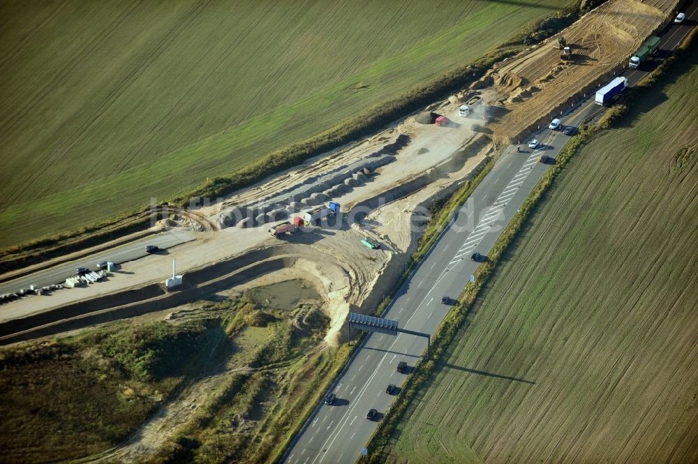 Luftaufnahme Schwanebeck - Baustelle Autobahndreieck Schwanebeck bzw. Kreuz Barnim im Bundesland Brandenburg