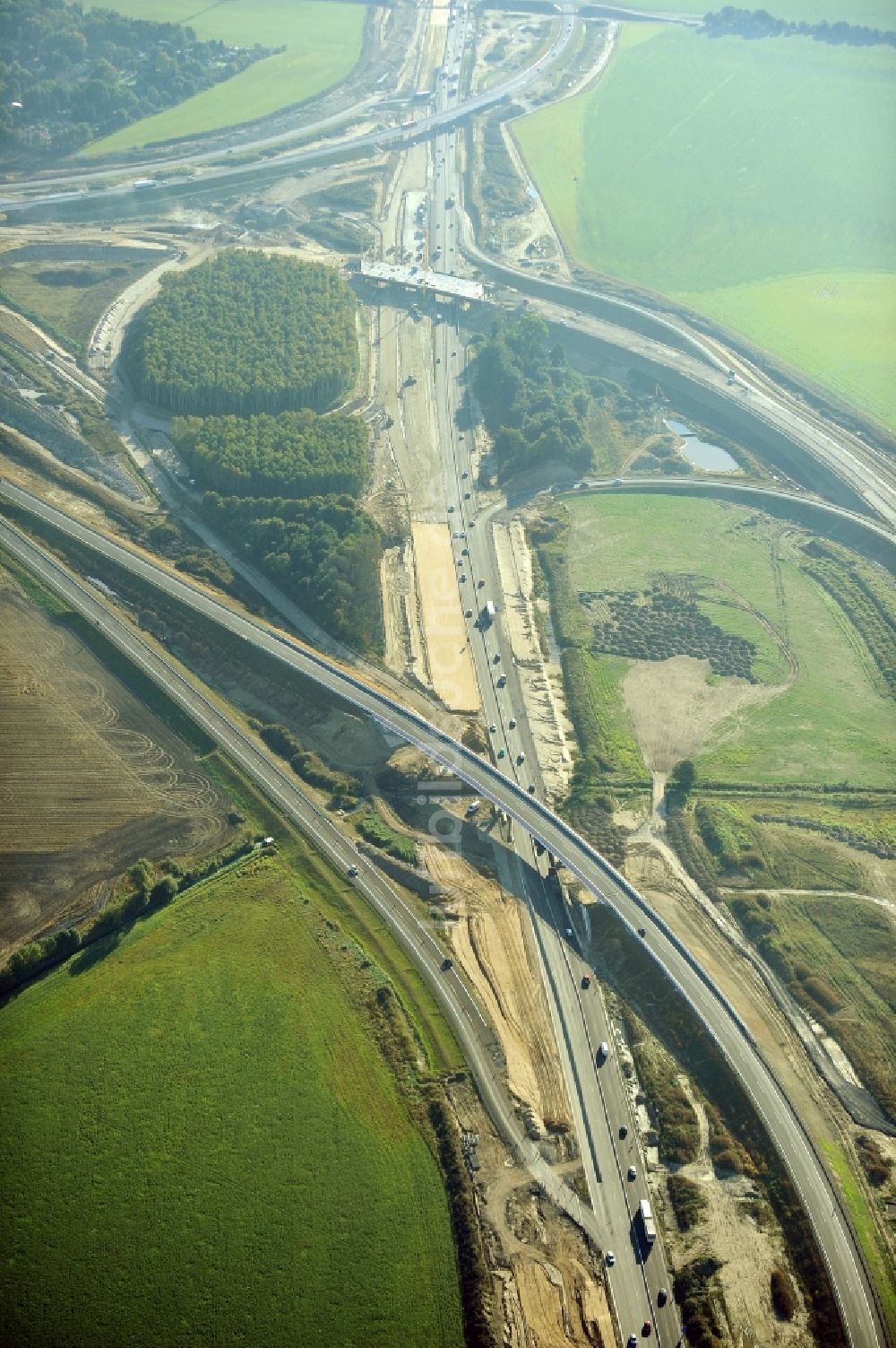 Schwanebeck aus der Vogelperspektive: Baustelle Autobahndreieck Schwanebeck bzw. Kreuz Barnim im Bundesland Brandenburg