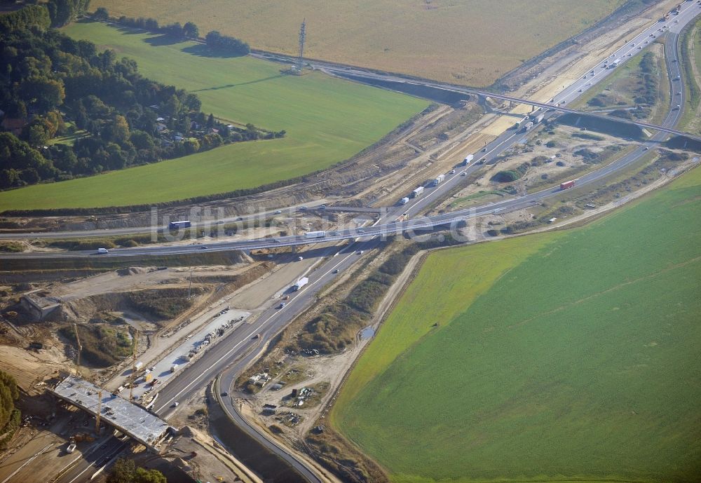 Luftbild Schwanebeck - Baustelle Autobahndreieck Schwanebeck bzw. Kreuz Barnim im Bundesland Brandenburg