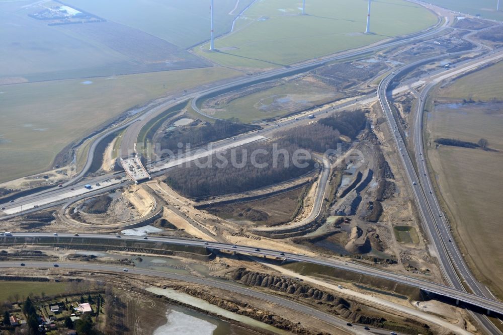 Schwanebeck aus der Vogelperspektive: Baustelle Autobahndreieck Schwanebeck bzw. Kreuz Barnim im Bundesland Brandenburg