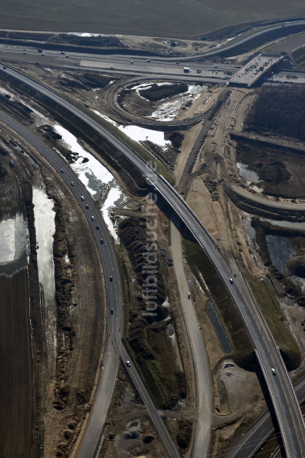 Luftaufnahme Schwanebeck - Baustelle Autobahndreieck Schwanebeck bzw. Kreuz Barnim im Bundesland Brandenburg