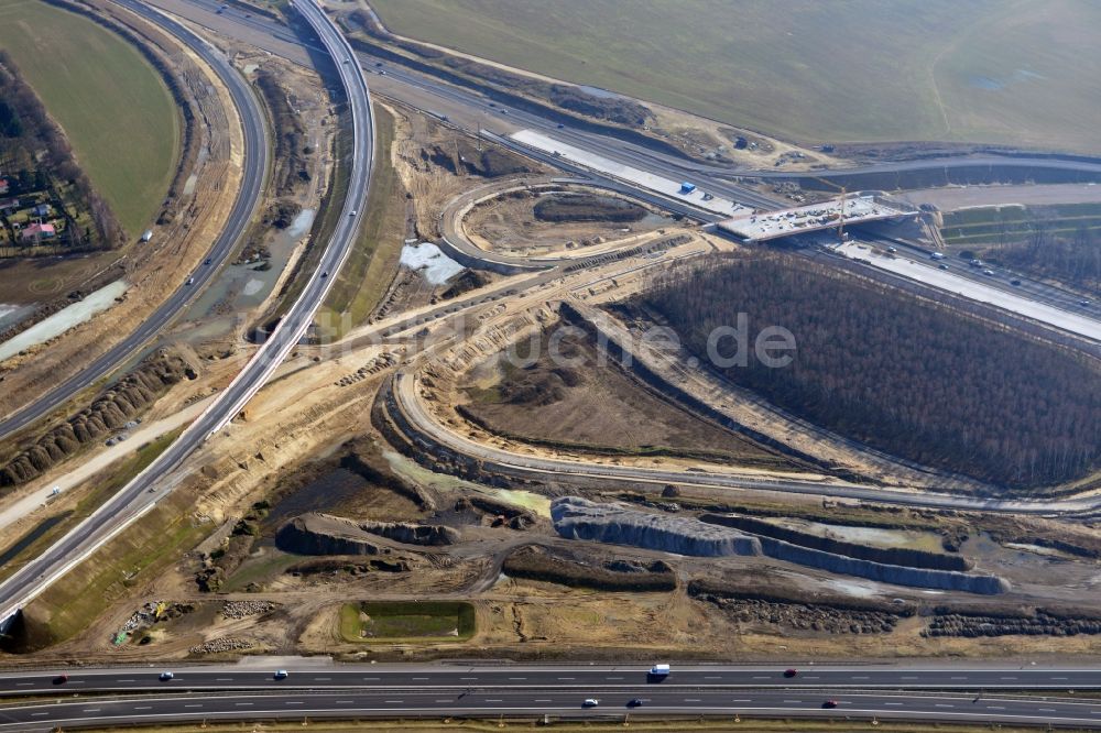 Luftaufnahme Schwanebeck - Baustelle Autobahndreieck Schwanebeck bzw. Kreuz Barnim im Bundesland Brandenburg