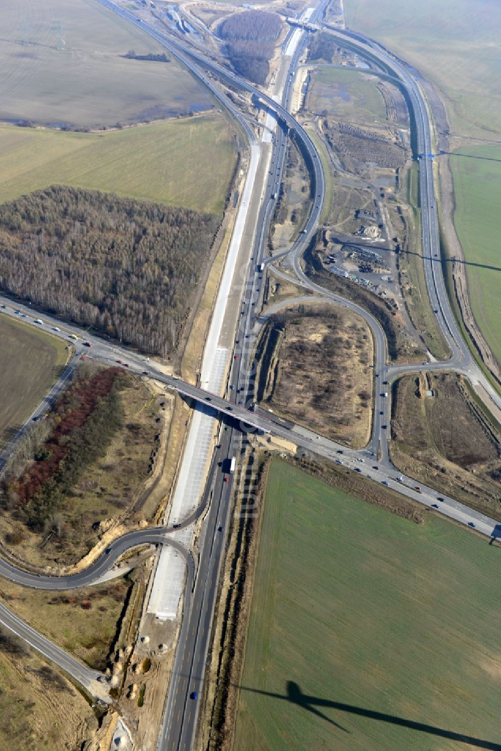 Schwanebeck von oben - Baustelle Autobahndreieck Schwanebeck bzw. Kreuz Barnim im Bundesland Brandenburg