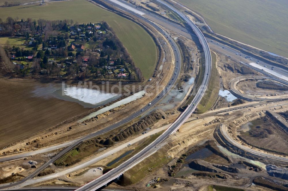 Schwanebeck aus der Vogelperspektive: Baustelle Autobahndreieck Schwanebeck bzw. Kreuz Barnim im Bundesland Brandenburg