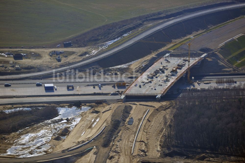 Luftaufnahme Schwanebeck - Baustelle Autobahndreieck Schwanebeck bzw. Kreuz Barnim im Bundesland Brandenburg