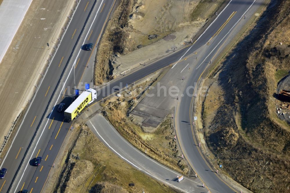 Luftaufnahme Schwanebeck - Baustelle Autobahndreieck Schwanebeck bzw. Kreuz Barnim im Bundesland Brandenburg