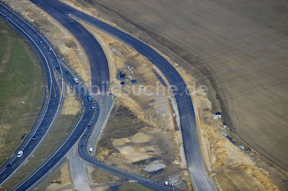 Luftaufnahme Schwanebeck - Baustelle Autobahndreieck Schwanebeck bzw. Kreuz Barnim im Bundesland Brandenburg