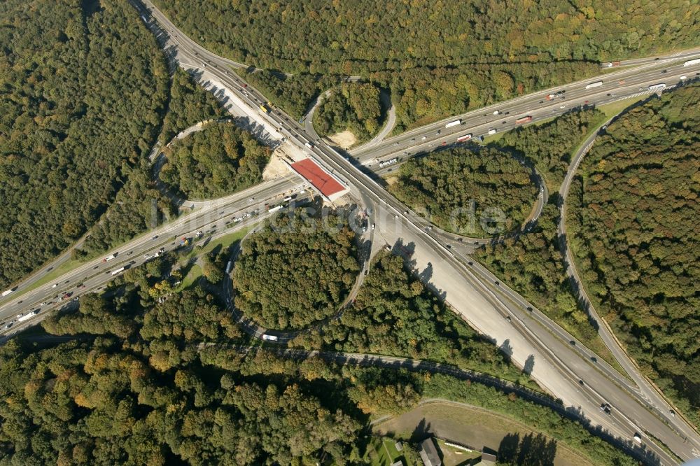 Oberhausen von oben - Baustelle Autobahnkreuz Oberhausen Nord BAB A3, A2 A516 im Bundesland Nordrhein-Westfalen