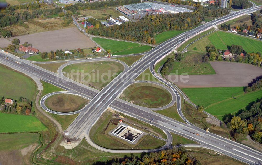 Luftbild Bielefeld - Baustelle des Autobahnkreuzes in Bielefeld im Bundesland Nordrhein-Westfalen